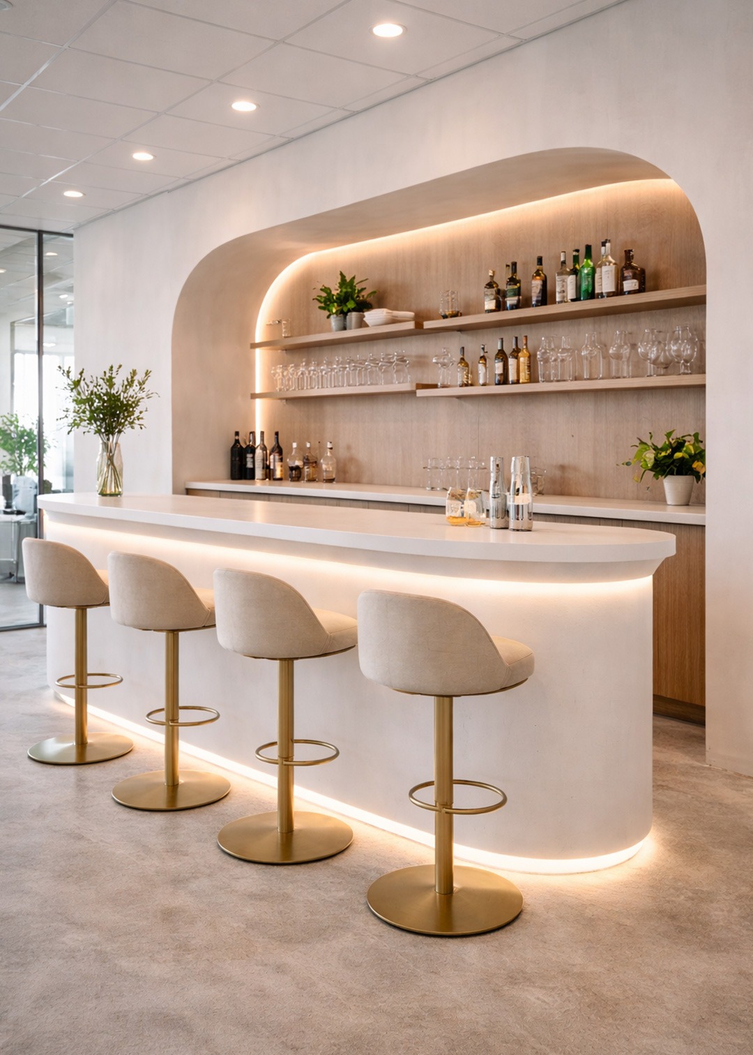 Pareti curve in cartongesso archi in cartongesso bancone bar in cartongesso banconi reception in cartongesso leef