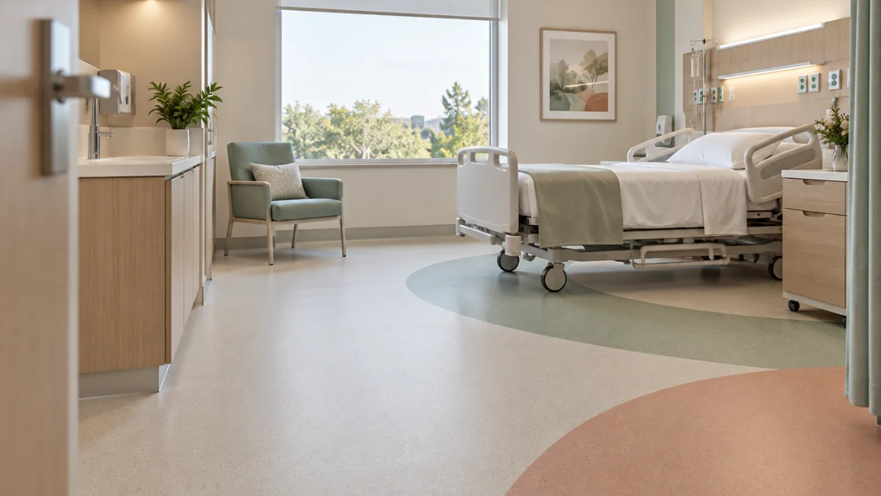 Leef ambienti ospedalieri pavimento vinilico acustico 15 dB iq granit acoustic