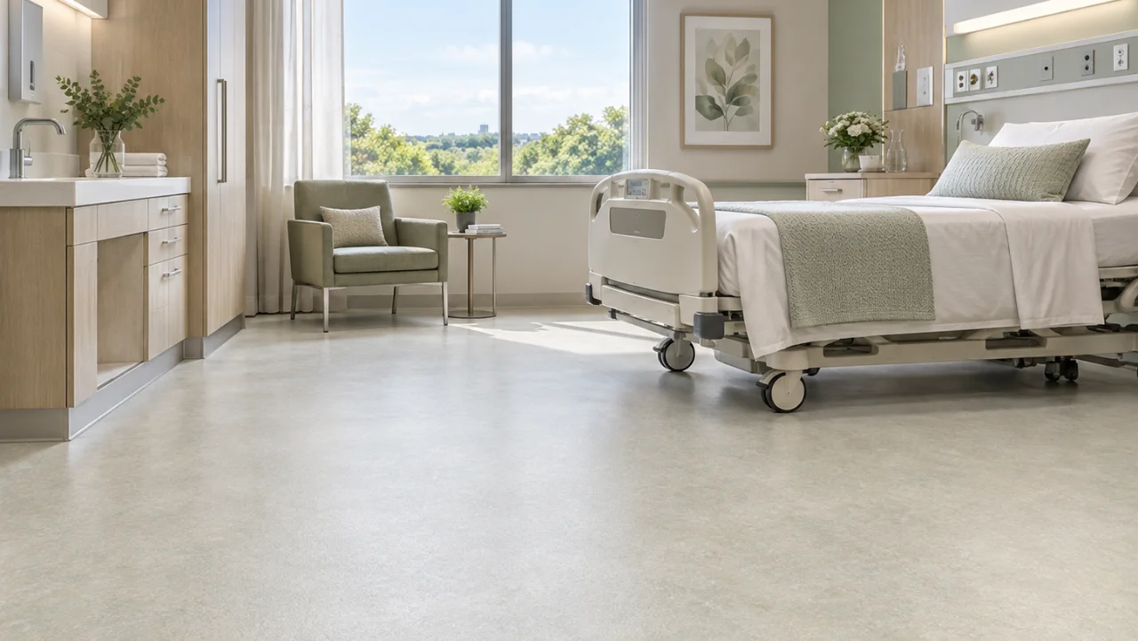 Leef fornitura e posa certificata pavimento vinilico acustico per ospedali iq megalit acoustic